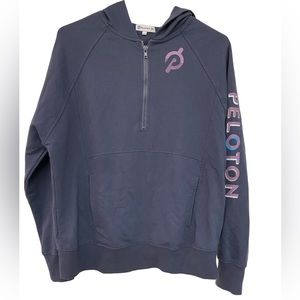 Peloton distressed faded navy half zip mark your mark